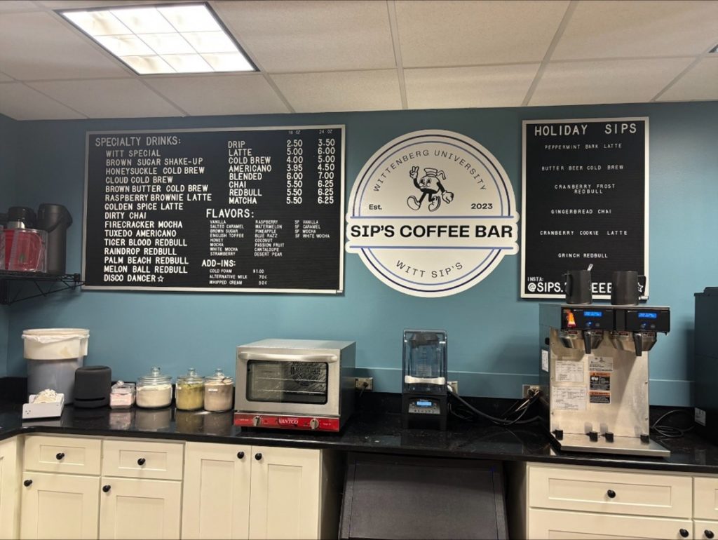 The main menu of Sip's Coffee Bar.